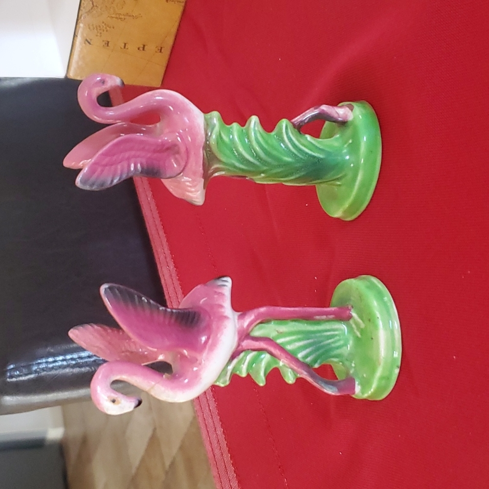 1950's Art Deco MCM Ceramic Pink Flamingo figurines - Picture 4 of 7